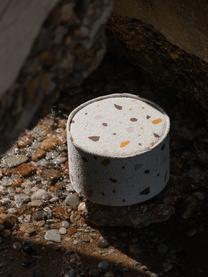 Pouf per bambini in bouclé fatto a mano Sugar, Ø 40 cm, Bouclé bianco, effetto terrazzo, Ø 40 x Alt. 25 cm