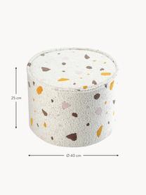 Pouf en bouclette pour enfants fait main Sugar, Ø 40 cm, Bouclette blanche, aspect terrazzo, Ø 40 x haut. 25 cm