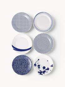 Súprava raňajkových tanierov z porcelánu Pacific Blue, 6 dielov, Porcelán, Biela, tmavomodrá, Ø 24 cm