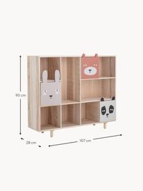 Kinderwandkast Calle, Paulowniahout, MDF, Paulowniahout, meerkleurig, B 107 x H 90 cm