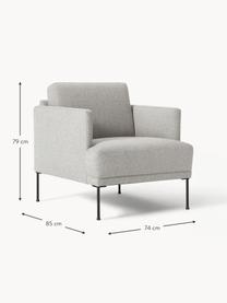 Fauteuil Fluente, Tissu gris clair, larg. 74 x prof. 85 cm