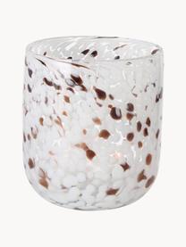 Glas-Windlicht Lulea mit Tupfen-Muster, Glas, Weiß, Brauntöne, Ø 15 x H 17 cm