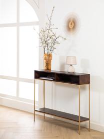 Konzolový stolek z mangového dřeva Lyle, Tmavé mangové dřevo, zlatá, Š 105 cm, V 89 cm