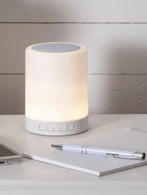 Lampe d'extérieur mobile avec enceinte et mode de changement de couleurs Loli, Blanc, Ø 9 x haut. 13 cm