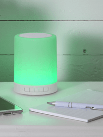 Lampada da esterno portatile a LED dimmerabile con altoparlante e cambio colore Loli, Paralume: plastica, Struttura: metallo laccato, Bianco, Ø 9 x Alt. 13 cm