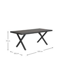 Mesa de comedor para exterior Leone, Tablero: madera, Estructura: metal recubierto, Negro, An 200 x F 100 cm