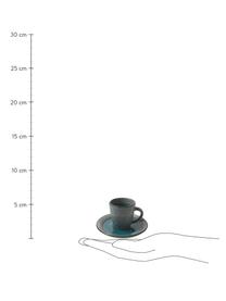 Espressotassen mit Untertassen Bahamas mit farbiger Innenseite, 6er Set, Steingut, Grau, Mehrfarbig, Set mit verschiedenen Grössen