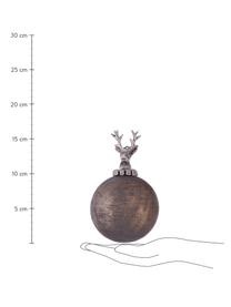 Handgemaakte kerstballenset Sainte, 3-delig, Grijs, bruin, zilverkleurig, Ø 10 x H 10 cm