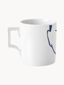 Handgefertigte Tasse Carol aus Porzellan, Porzellan, Weiß, Dunkelblau, Ø 8 x H 9 cm, 250 ml