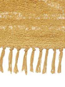 Passatoia in cotone taftata a mano con motivo a zigzag e frange Asisa, Giallo, Larg. 80 x Lung. 250 cm