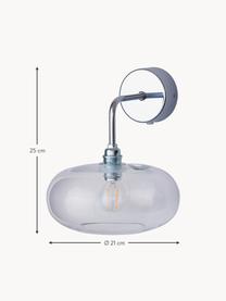 Wandlamp Horizon van mondgeblazen glas, Lampenkap: mondgeblazen glas, Transparant, zilverkleurig, iriserend, B 21 x D 24 cm