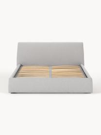 Gestoffeerd bed Cloud met opbergruimte, Bekleding: fijn gestructureerde gewe, Frame: massief grenenhout en hou, Geweven stof lichtgrijs, B 160 x L 200 cm