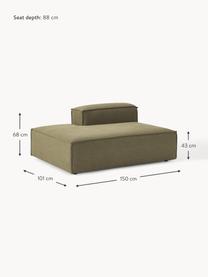 Chaise longue module Lennon, Bekleding: 100% polyester De slijtva, Frame: massief grenenhout, multi, Poten: kunststof Dit product is , Geweven stof olijfgroen, B 150 x D 119 cm, rugleuning rechts