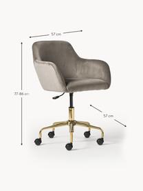 Samt-Schreibtischstuhl Lucie, Bezug: 100 % Polyester (Samt) De, Beine: Metall, pulverbeschichtet, Rollen: Kunststoff, Samt Taupe, Goldfarben, B 57 x T 57 cm