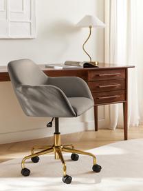 Chaise de bureau en velours Lucie, Velours taupe, pied doré, larg. 57 x prof. 57 cm