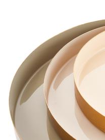 Plateaux décoratifs en métal Ayra, 3 élém., Métal, laqué, Couleur dorée, gris, beige, blanc, Lot de différentes tailles