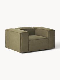 Fauteuil Lennon, Tissu vert olive, larg. 130 x prof. 101 cm