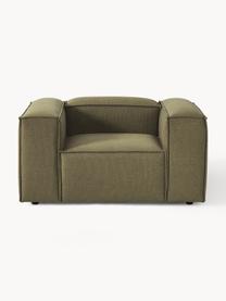 Fauteuil Lennon, Tissu vert olive, larg. 130 x prof. 101 cm