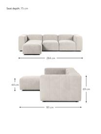 Modulares Sofa Lena (4-Sitzer) mit Hocker, Bezug: Webstoff (88% Polyester, , Gestell: Kiefernholz, Schichtholz,, Webstoff Off White, B 284 x T 181 cm