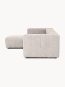 Sofá modular con reposapiés Lena (4 plazas), Tapizado: tejido (88% poliéster, 12, Estructura: madera de pino, contracha, Patas: plástico, Tejido blanco crema, An 284 x F 181 cm