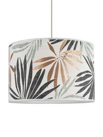 Hanglamp Hoja met jungle print, Lampenkap: papier, Baldakijn: hout, Beige, groen, Ø 40 x H 24 cm
