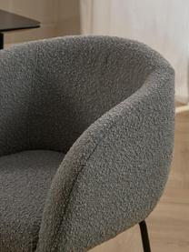 Bouclé fauteuils Alani, 2 stuks, Bekleding: 100% polyester Met 10.000, Poten: gepoedercoat metaalkleuri, Bouclé grijs, B 58 x H 78 cm