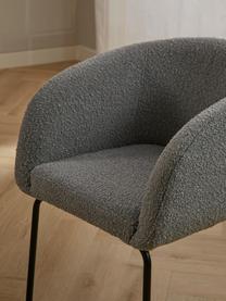 Bouclé fauteuils Alani, 2 stuks, Bekleding: 100% polyester Met 10.000, Poten: gepoedercoat metaalkleuri, Bouclé grijs, B 58 x H 78 cm