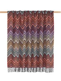 Designer Woll-Plaid Perseo mit Kaschmiranteil, 90% Wolle, 10% Kaschmir, Orange, Mehrfarbig, 130 x 190 cm