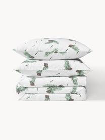 Funda nórdica de franela Pinecone, Blanco, verde, marrón, Cama 90 cm (155 x 220 cm)