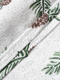 Funda nórdica de franela Pinecone, Blanco, verde, marrón, Cama 90 cm (155 x 220 cm)