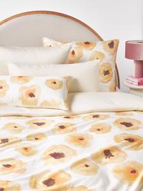 Funda de almohada de satén con estampado floral Fiorella, Blanco crema, multicolor, An 45 x L 110 cm