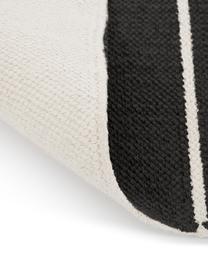 Passatoia in cotone a righe tessuta a mano con nappe Vigga, 100% cotone, Nero, beige, Larg. 80 x Lung. 250 cm