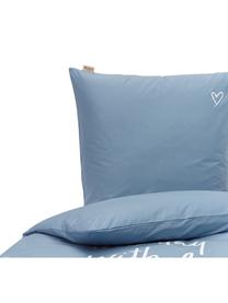 Dekbedovertrek Smile with Love, Weeftechniek: renforcé Draaddichtheid 1, Blauw, wit, 240 x 220 cm + 2 kussen 60 x 70 cm