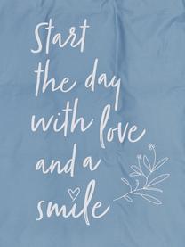 Dekbedovertrek Smile with Love, Weeftechniek: renforcé Draaddichtheid 1, Blauw, wit, 240 x 220 cm + 2 kussen 60 x 70 cm