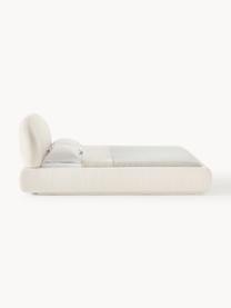 Cama tapizada redondeada en tejido bouclé Alba, Tapizado: tejido bouclé (100% polié, Estructura: tablero de fibra de alta , Bouclé blanco Off White, An 140 x L 200 cm