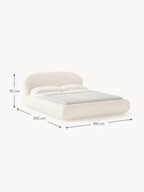 Cama tapizada redondeada en tejido bouclé Alba, Tapizado: tejido bouclé (100% polié, Estructura: tablero de fibra de alta , Bouclé blanco Off White, An 140 x L 200 cm