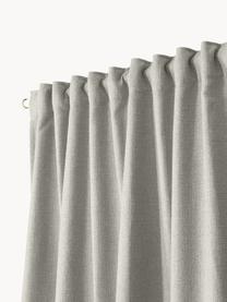 Rideaux opaques avec ruflette multiple Jensen, 2 pièces, 95 % polyester, 5 % nylon, Gris clair, larg. 130 x long. 260 cm