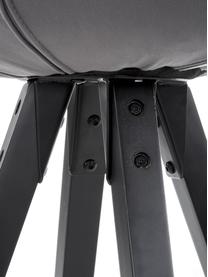 Chaise de bar en velours Dima, 2 pièces, Revêtement : gris foncé Pieds : noir repose-pieds : noir, larg. 49 x haut. 112 cm