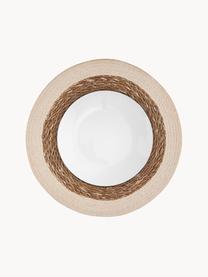 Sets de table ronds en jonc de mer Sauvage, 2 pièces, Jonc de mer, jute, Beige, blanc crème, Ø 38 cm