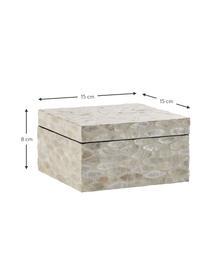 Caja artesanal Cellia, Capiz, tablero de fibras de densidad media (MDF), Beige, nácar, An 15 x Al 8 cm