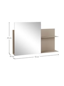 Metalen wandrek Svante met spiegel in beige, Beige, 51 x 25 cm