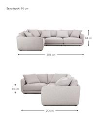 Modulares Ecksofa Jasmin in Hellgrau, Bezug: 100% Polyester Der hochwe, Gestell: Massives Fichtenholz FSC-, Webstoff Hellgrau, B 306 x H 84 cm