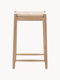 Holz-Hocker Eton mit handgeflochtenem Binsengeflecht, Gestell: Buchenholz, Sitzfläche: Binsengeflecht, Buchenholz, Hellbeige, B 44 x H 65 cm