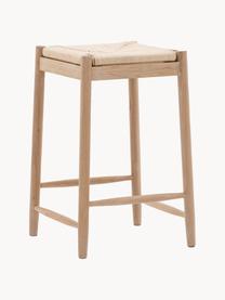 Handgefertigter Hocker Eton aus Eichenholz, Gestell: Eichenholz, Sitzfläche: Binsengeflecht, Eichenholz, Hellbeige, B 44 x H 65 cm