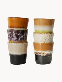 Handbemalte Keramik-Becher 70's mit reaktiver Glasur, 6er-Set, Keramik, Design 4, Ø 8 x H 8 cm, 180 ml