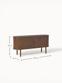 Credenza con frontale millerighe Calary, Gambe: legno di quercia massicci, Legno di quercia laccato marrone scuro, Larg. 160 x Alt. 75 cm