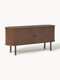 Credenza con frontale millerighe Calary, Gambe: legno di quercia massicci, Legno di quercia laccato marrone scuro, Larg. 160 x Alt. 75 cm