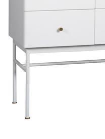 Weisses Highboard Glendale mit Schubladen und Türen, Korpus: Mitteldichte Holzfaserpla, Eichenholz, Weiss, 80 x 120 cm