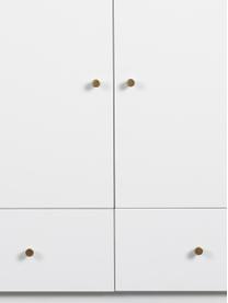 Weißes Highboard Glendale mit Schubladen und Türen, Korpus: Mitteldichte Holzfaserpla, Eichenholz, Weiß, 80 x 120 cm