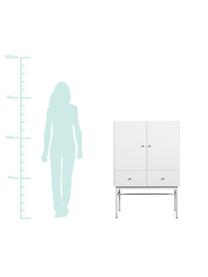 Weisses Highboard Glendale mit Schubladen und Türen, Korpus: Mitteldichte Holzfaserpla, Eichenholz, Weiss, 80 x 120 cm